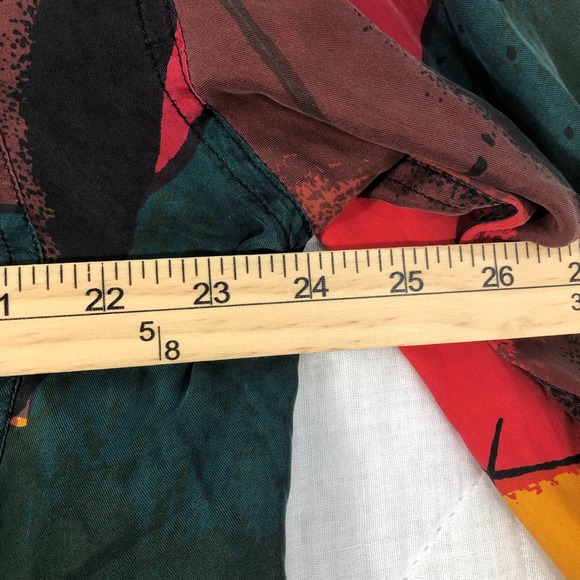 Goouch Shirt Men's Large Red Multi Button Up Long Sleeve Silk Abstract Funky Y2K - Picture 9 of 12